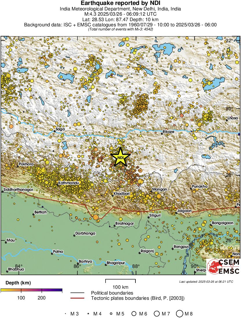 regional depth historical seismicity
