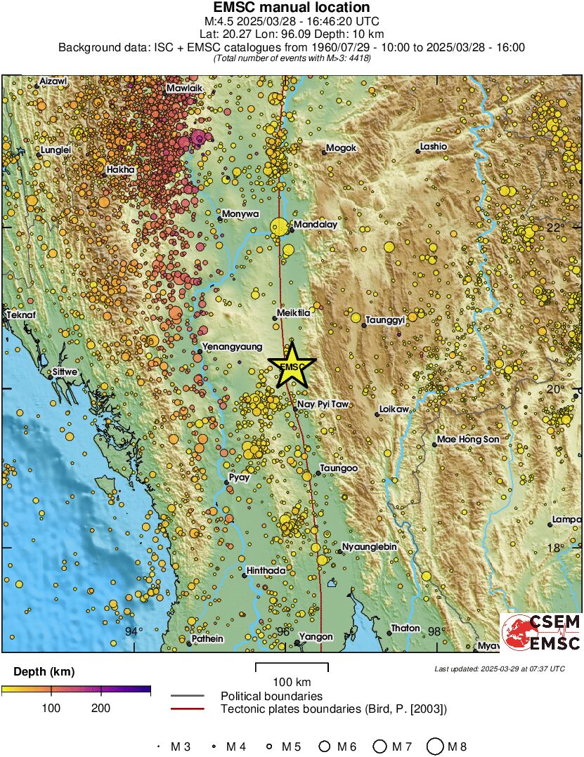 regional depth historical seismicity