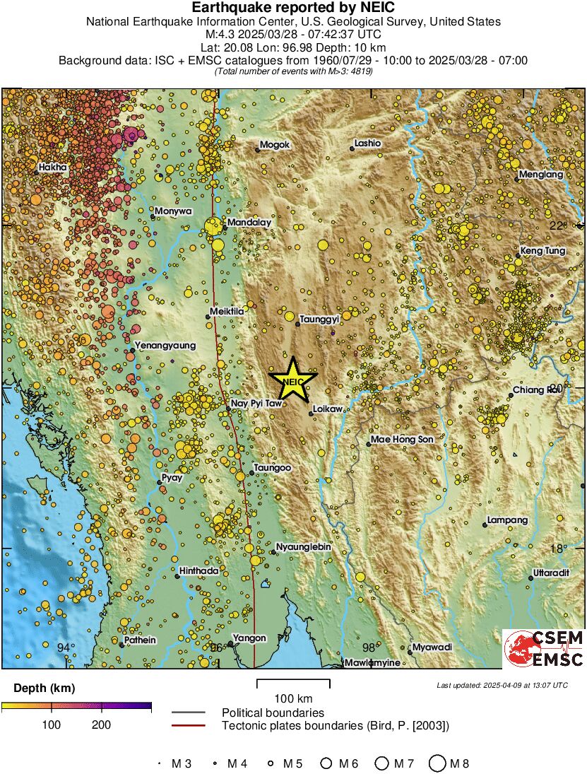 regional depth historical seismicity