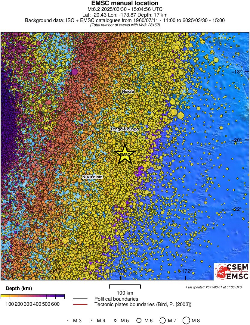 regional depth historical seismicity