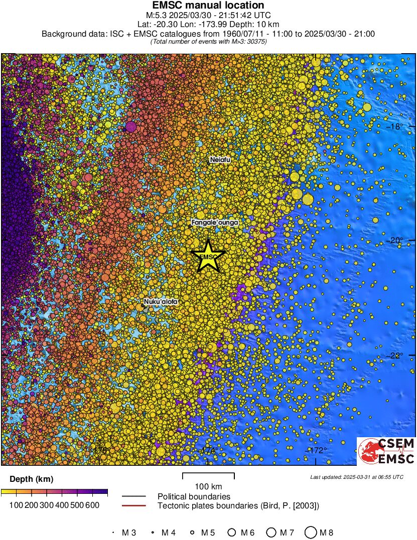 regional depth historical seismicity