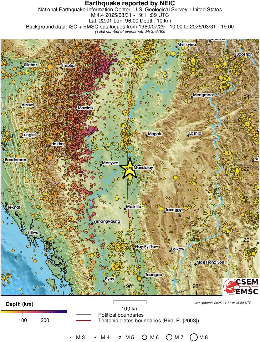 regional depth historical seismicity