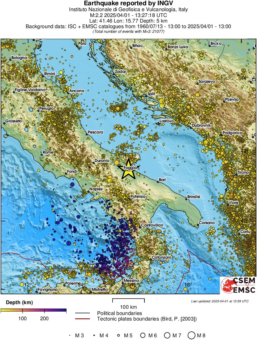 regional depth historical seismicity