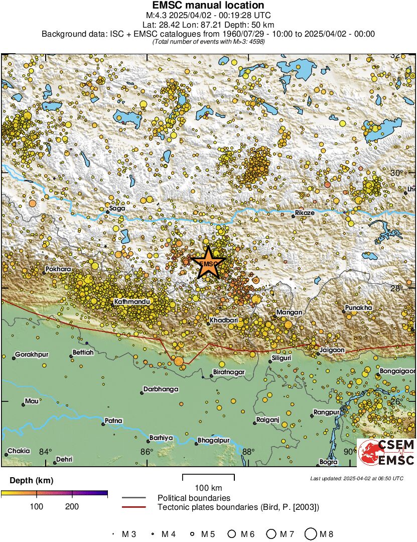 regional depth historical seismicity