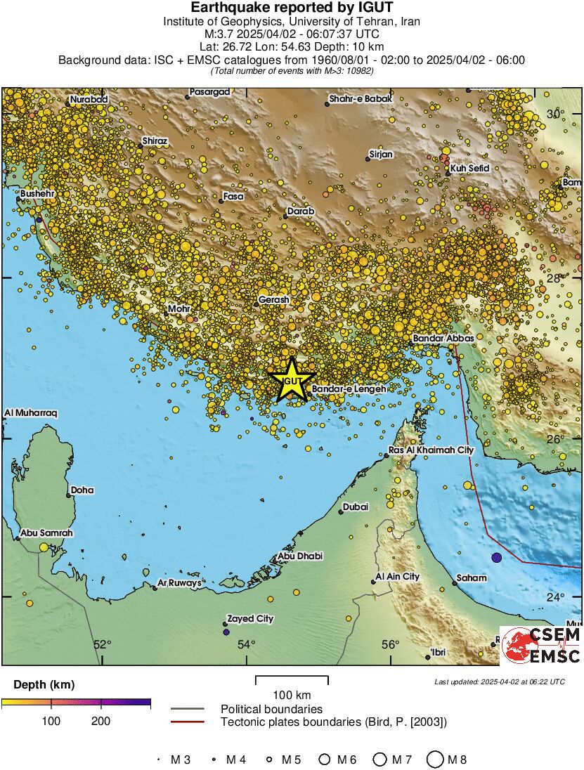 regional depth historical seismicity