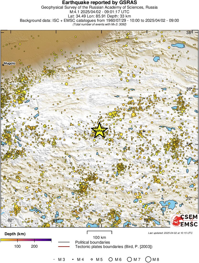 regional depth historical seismicity