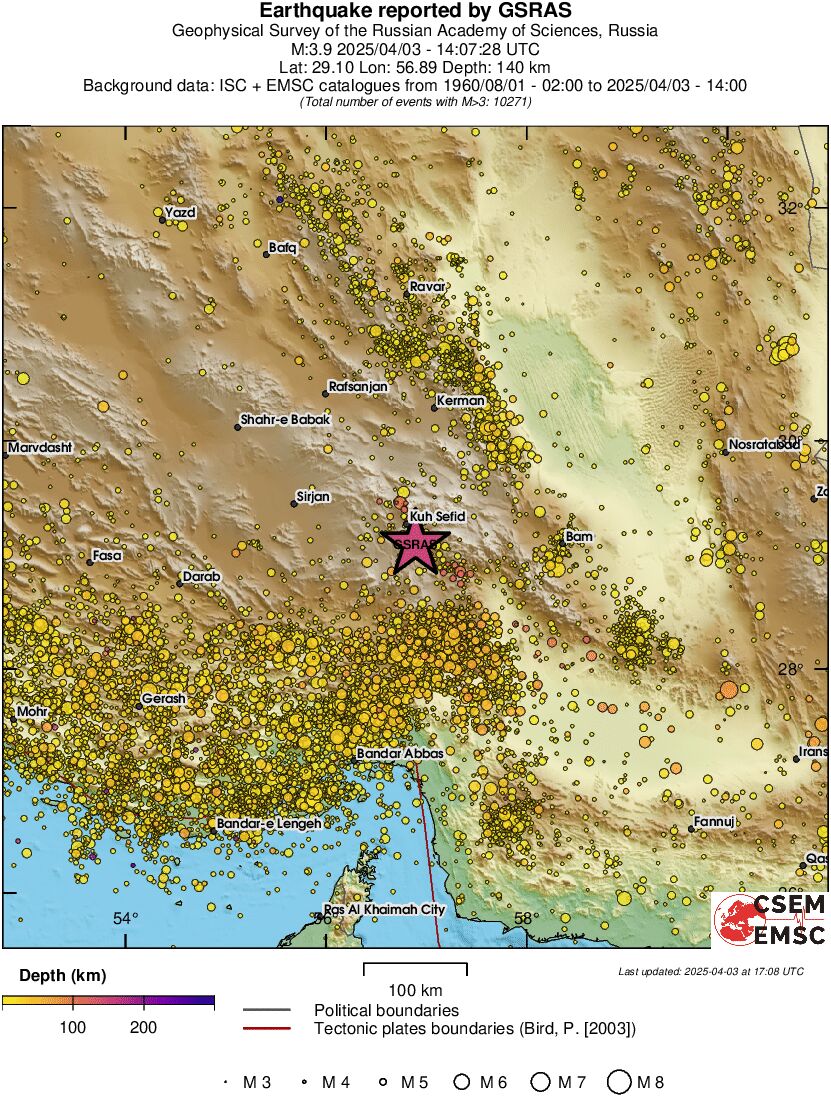 regional depth historical seismicity