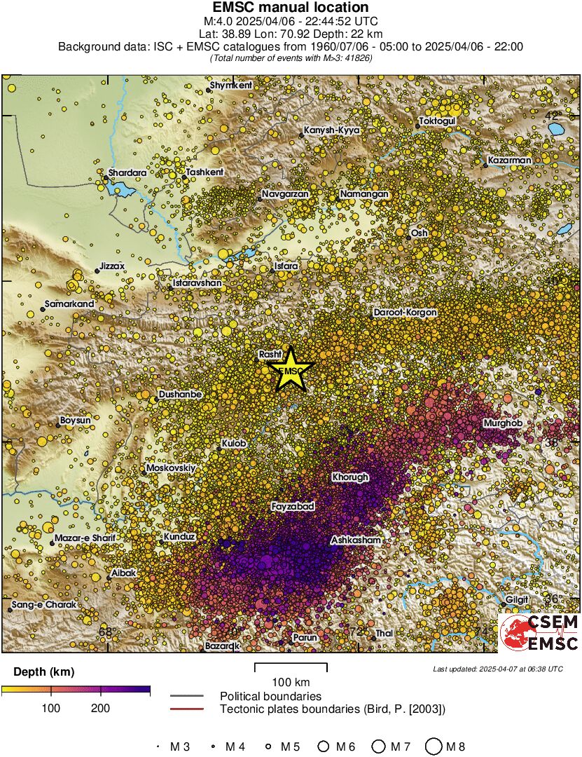 regional depth historical seismicity