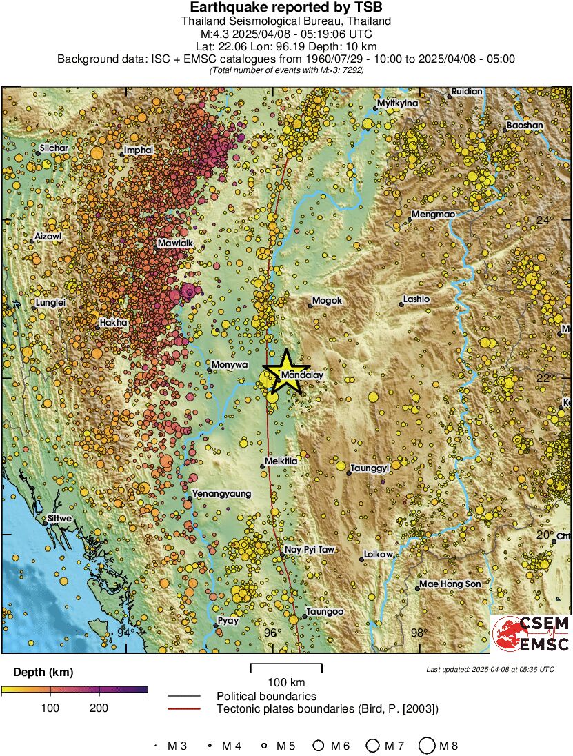 regional depth historical seismicity