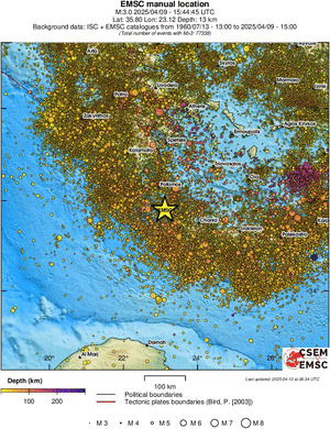 regional depth historical seismicity