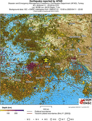 regional depth historical seismicity