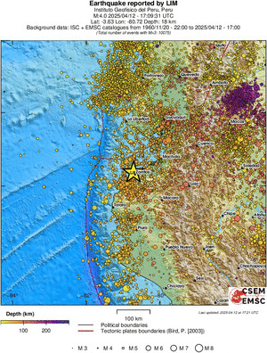 regional depth historical seismicity