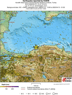 regional depth historical seismicity