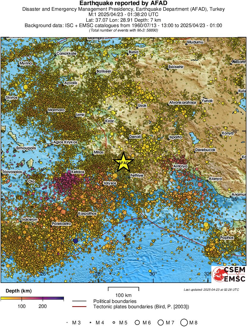 regional depth historical seismicity
