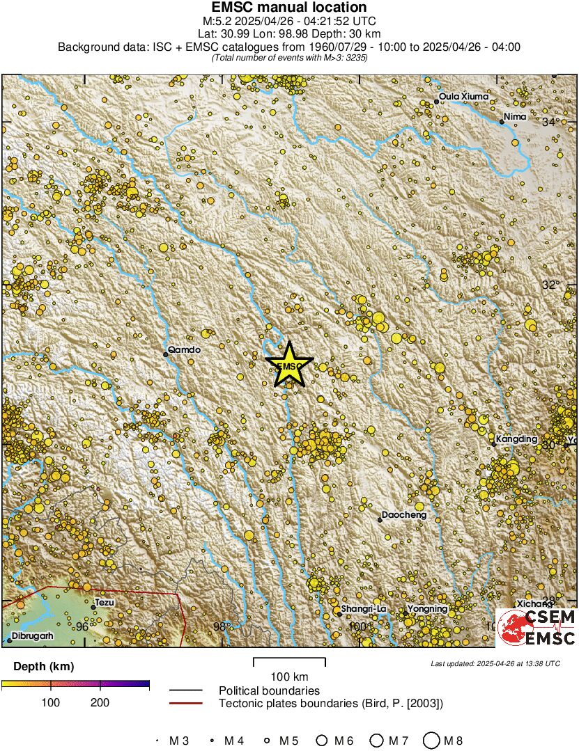 regional depth historical seismicity
