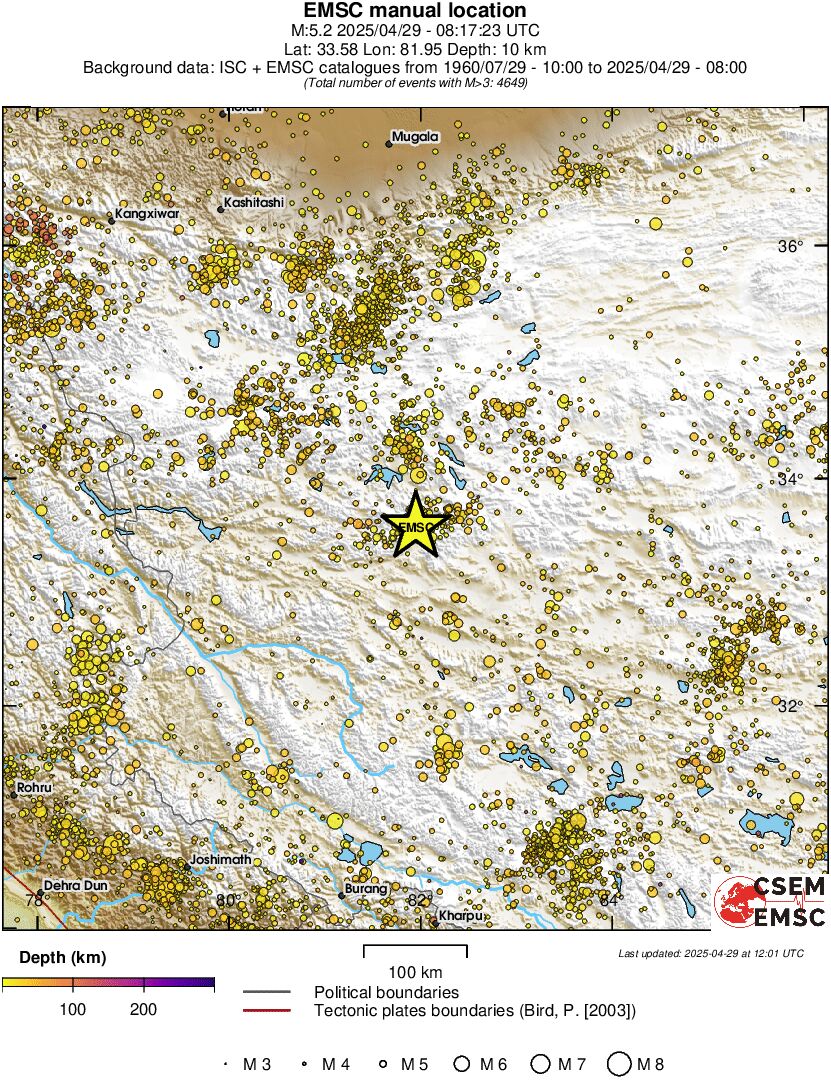 regional depth historical seismicity