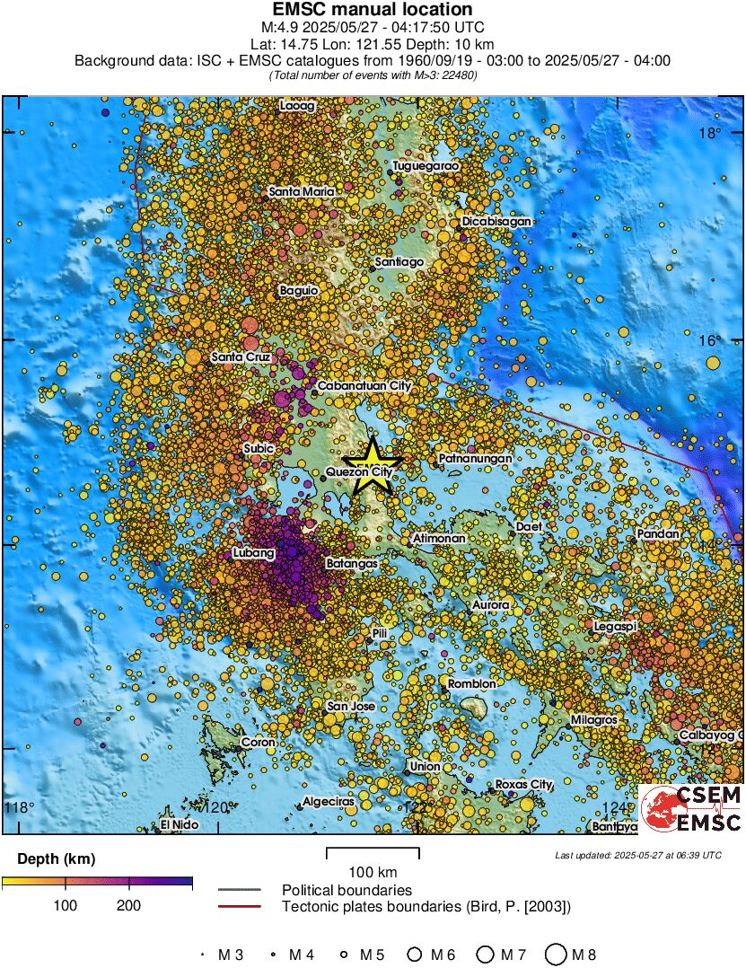regional depth historical seismicity