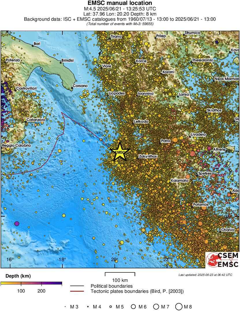 regional depth historical seismicity