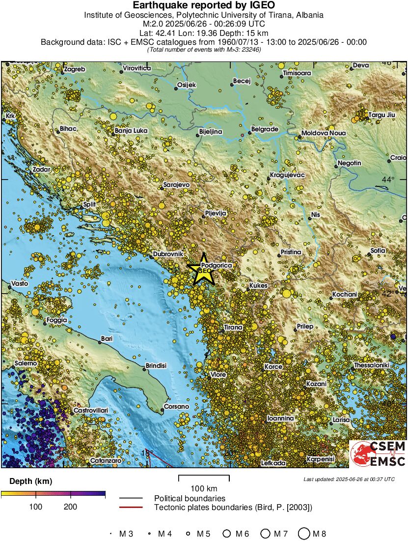 regional depth historical seismicity