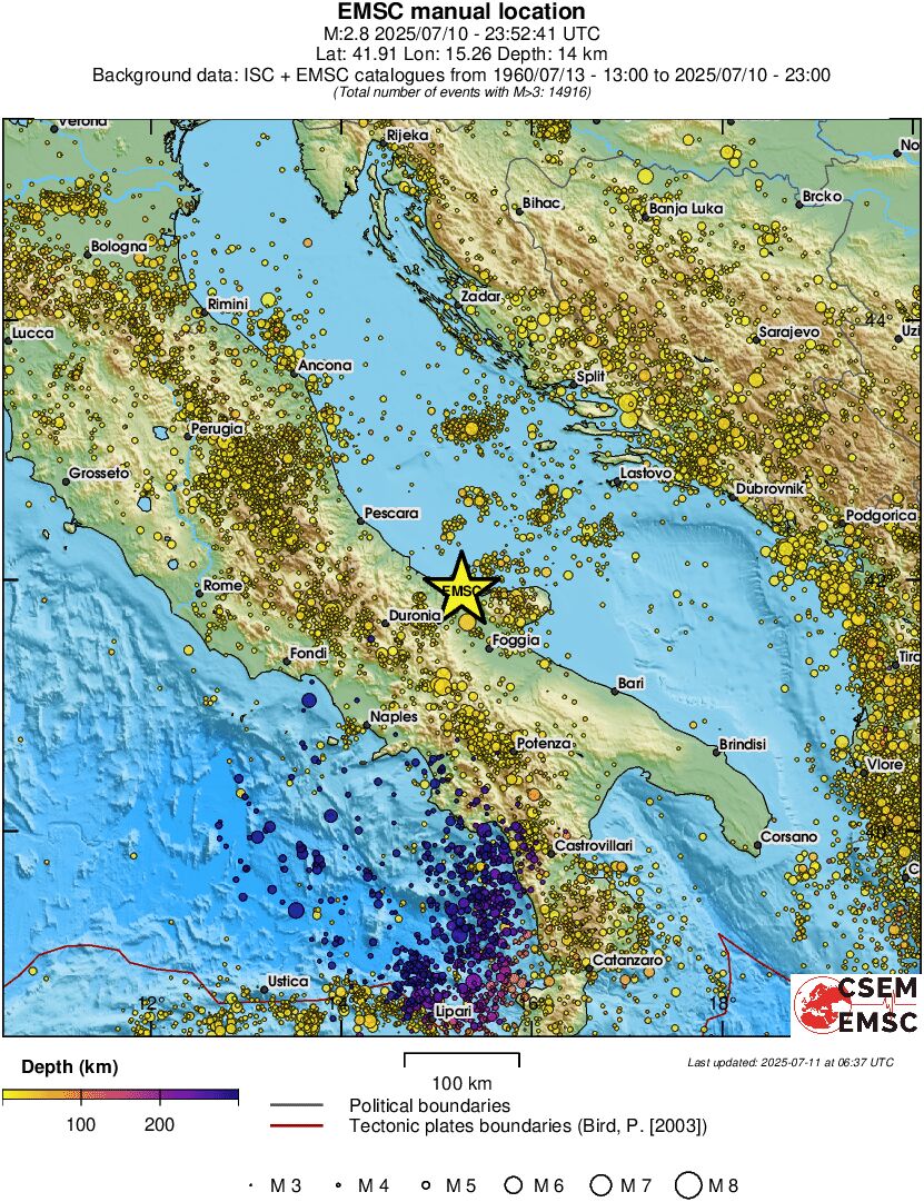 regional depth historical seismicity