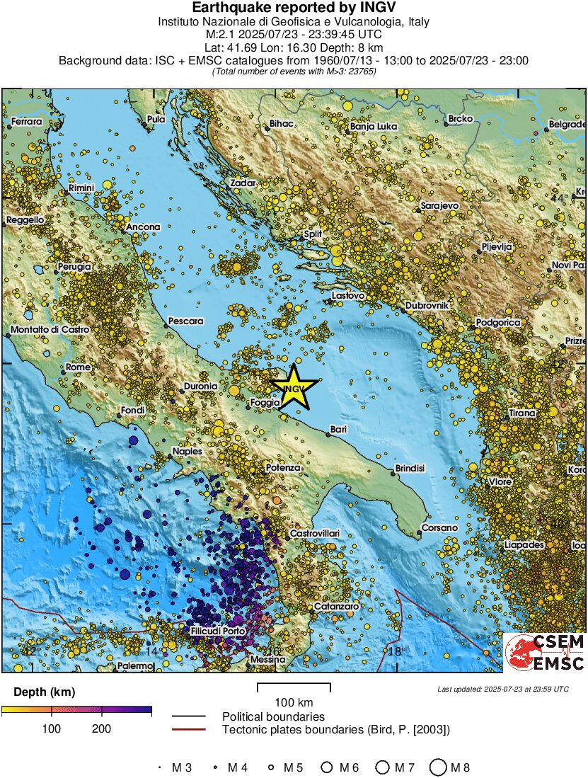 regional depth historical seismicity