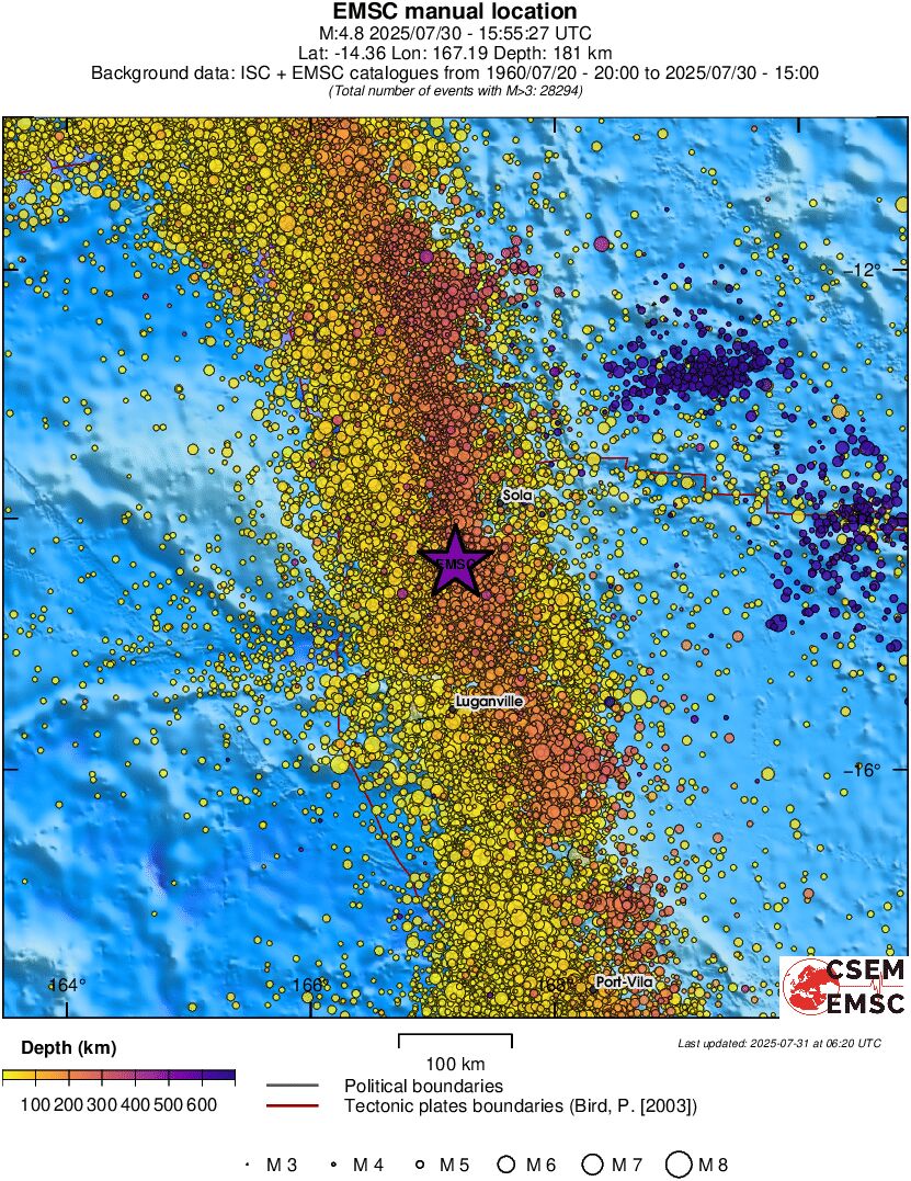 regional depth historical seismicity