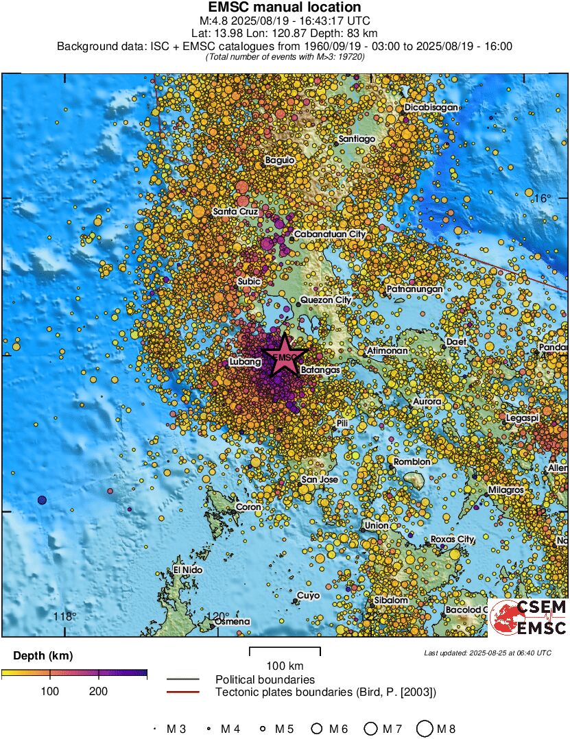 regional depth historical seismicity
