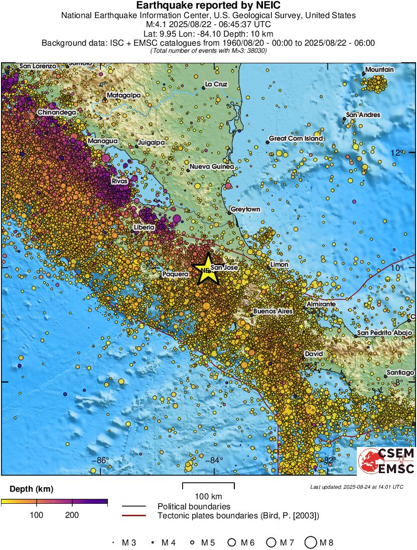regional depth historical seismicity