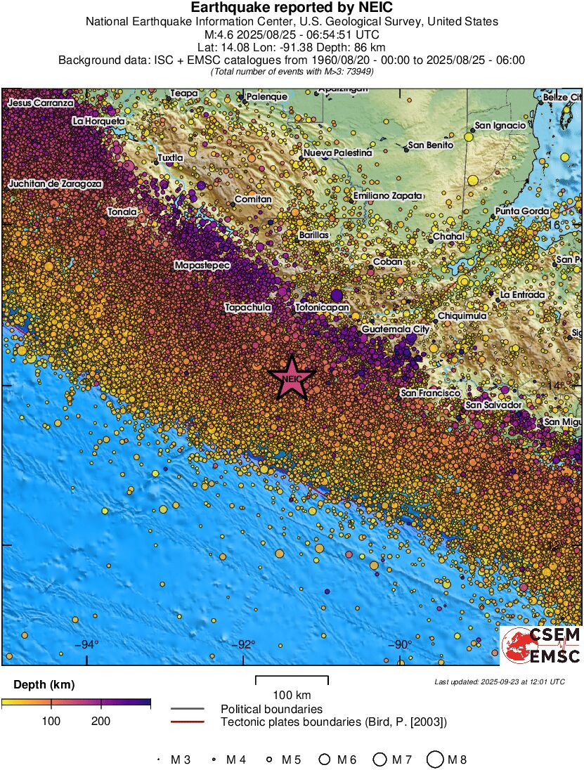 regional depth historical seismicity