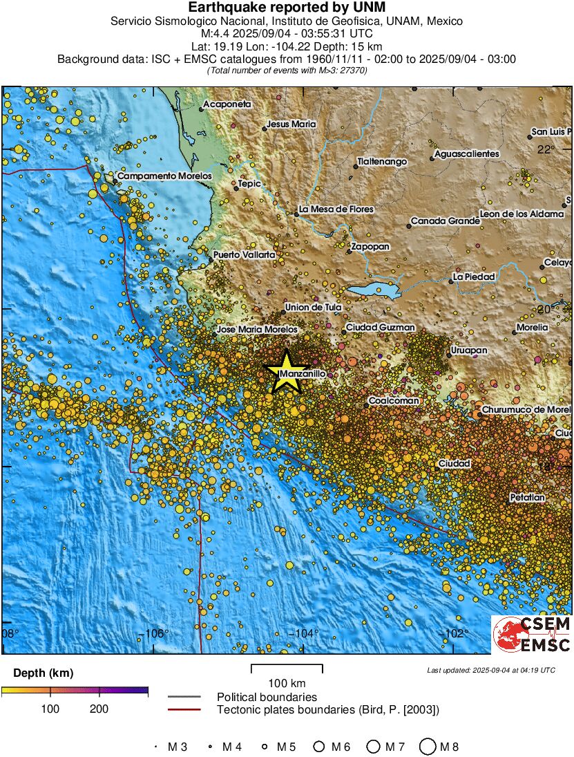 regional depth historical seismicity