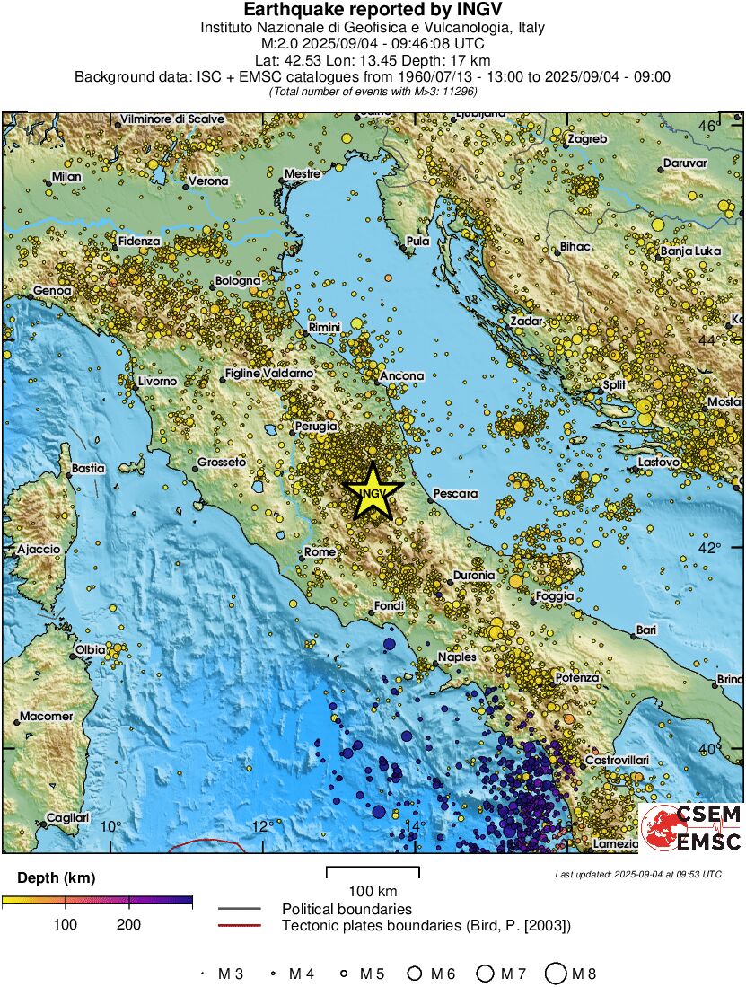 regional depth historical seismicity