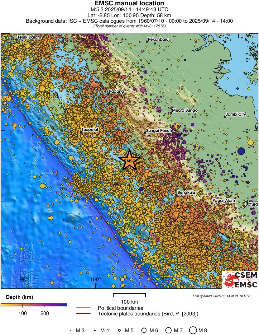 regional depth historical seismicity