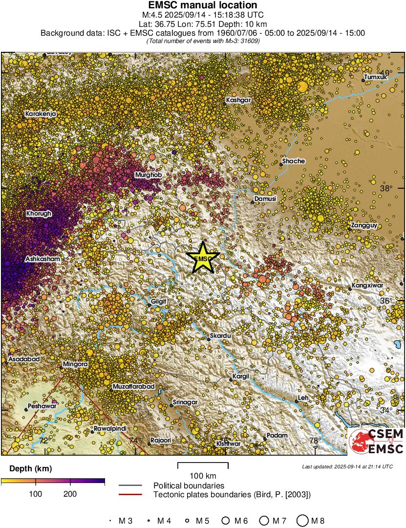 regional depth historical seismicity