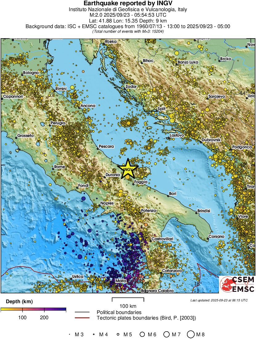 regional depth historical seismicity