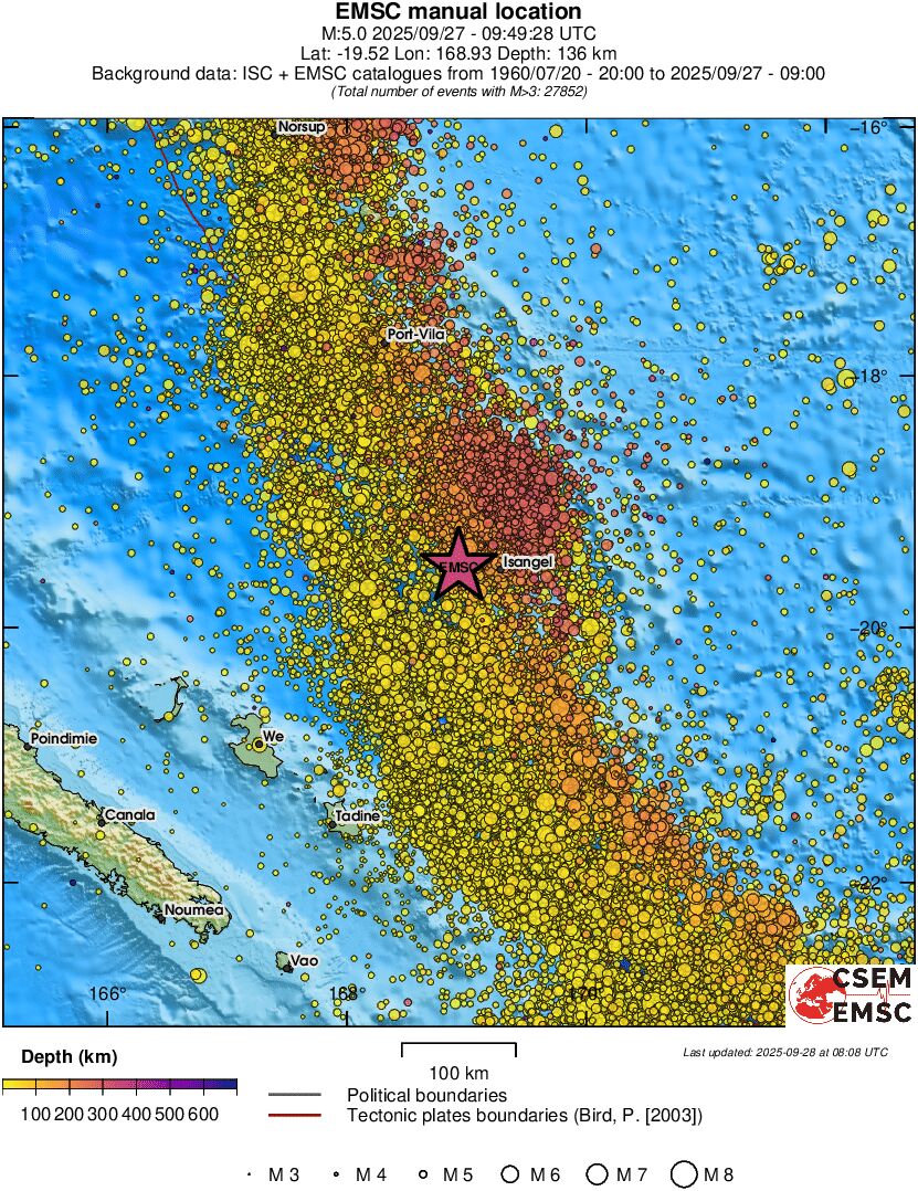 regional depth historical seismicity