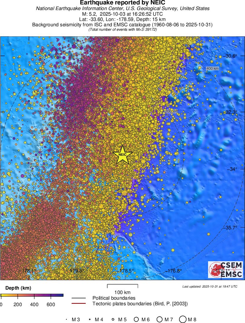 regional depth historical seismicity