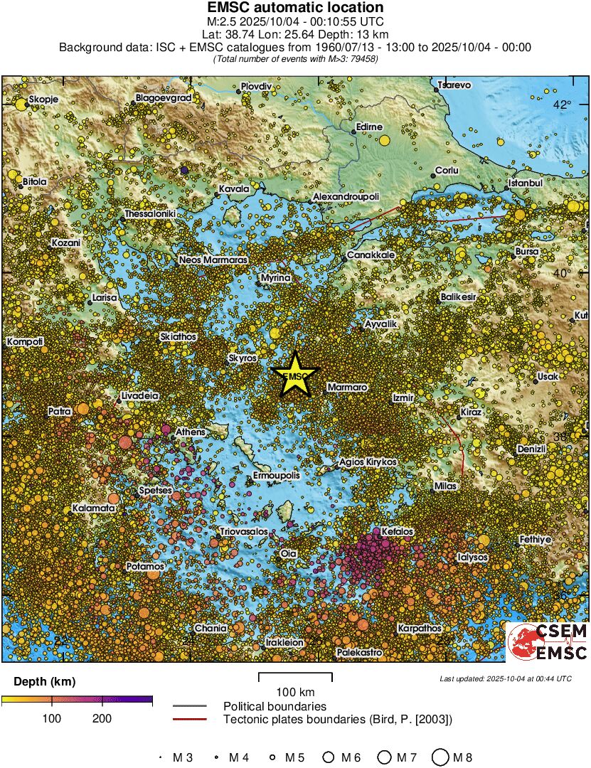regional depth historical seismicity
