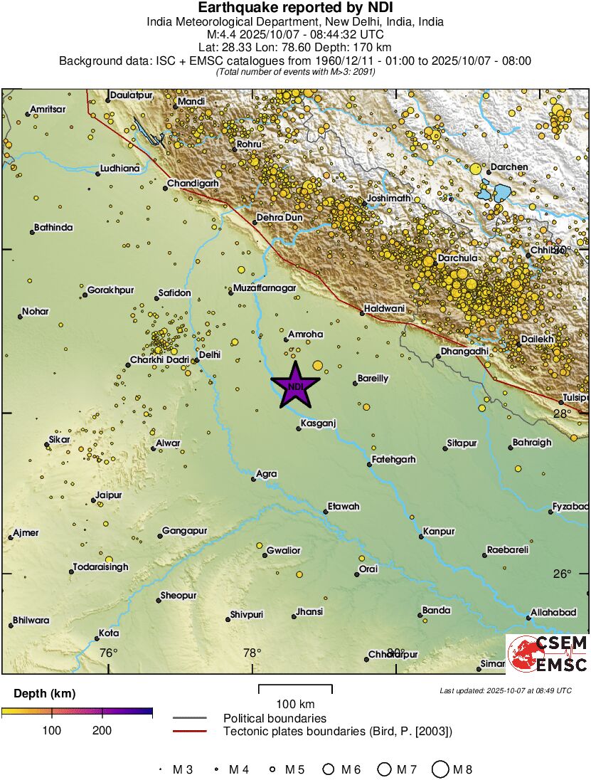 regional depth historical seismicity