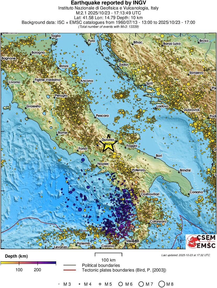 regional depth historical seismicity