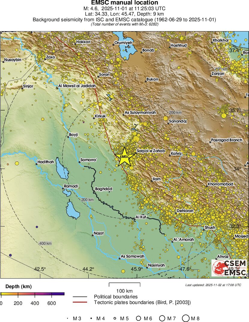 regional depth historical seismicity