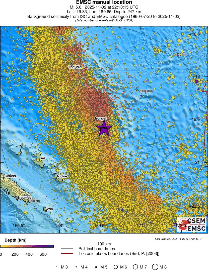 regional depth historical seismicity