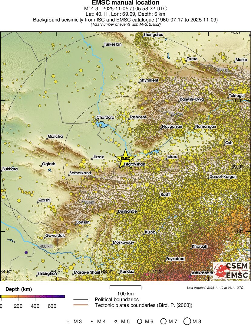 regional depth historical seismicity
