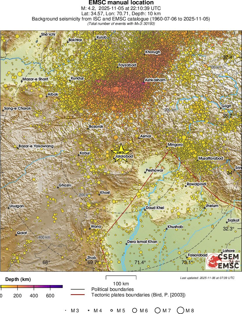 regional depth historical seismicity