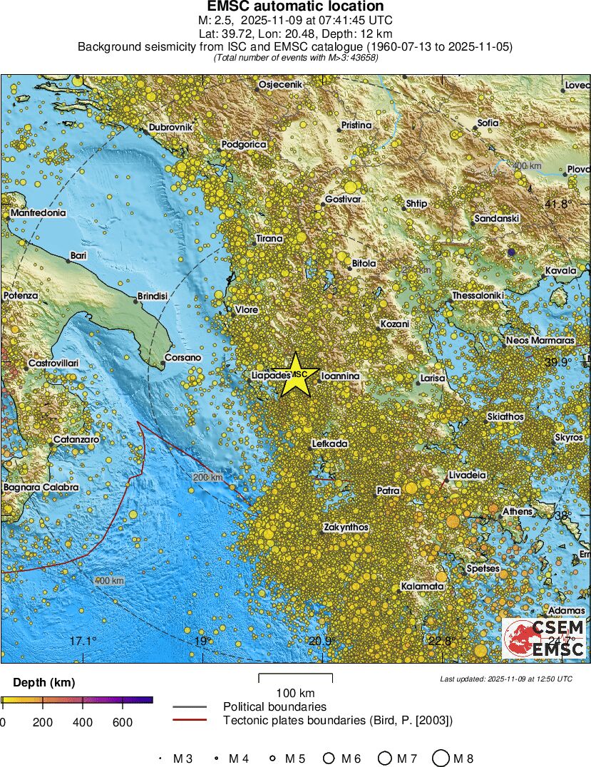 regional depth historical seismicity