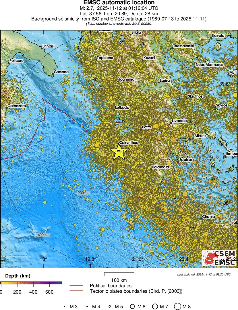 regional depth historical seismicity