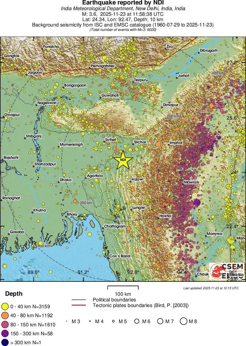 regional historical seismicity