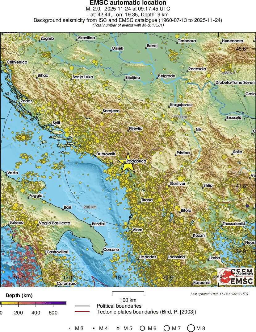 regional depth historical seismicity