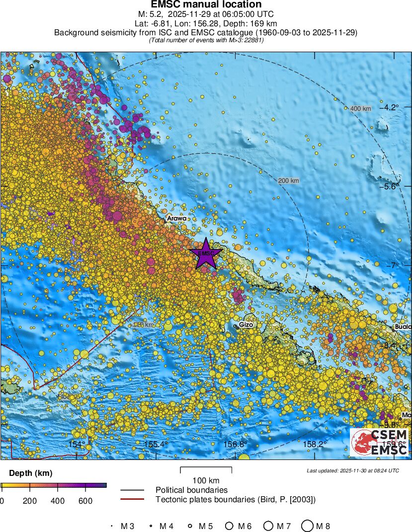 regional depth historical seismicity