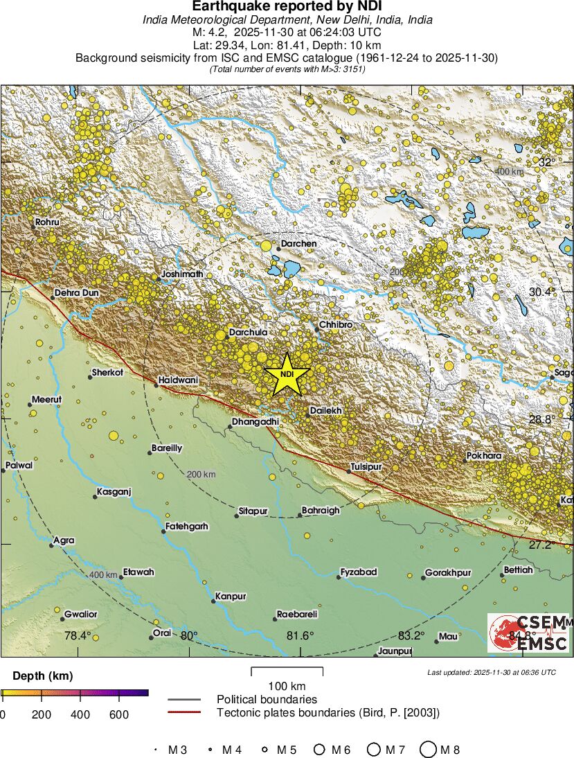 regional depth historical seismicity