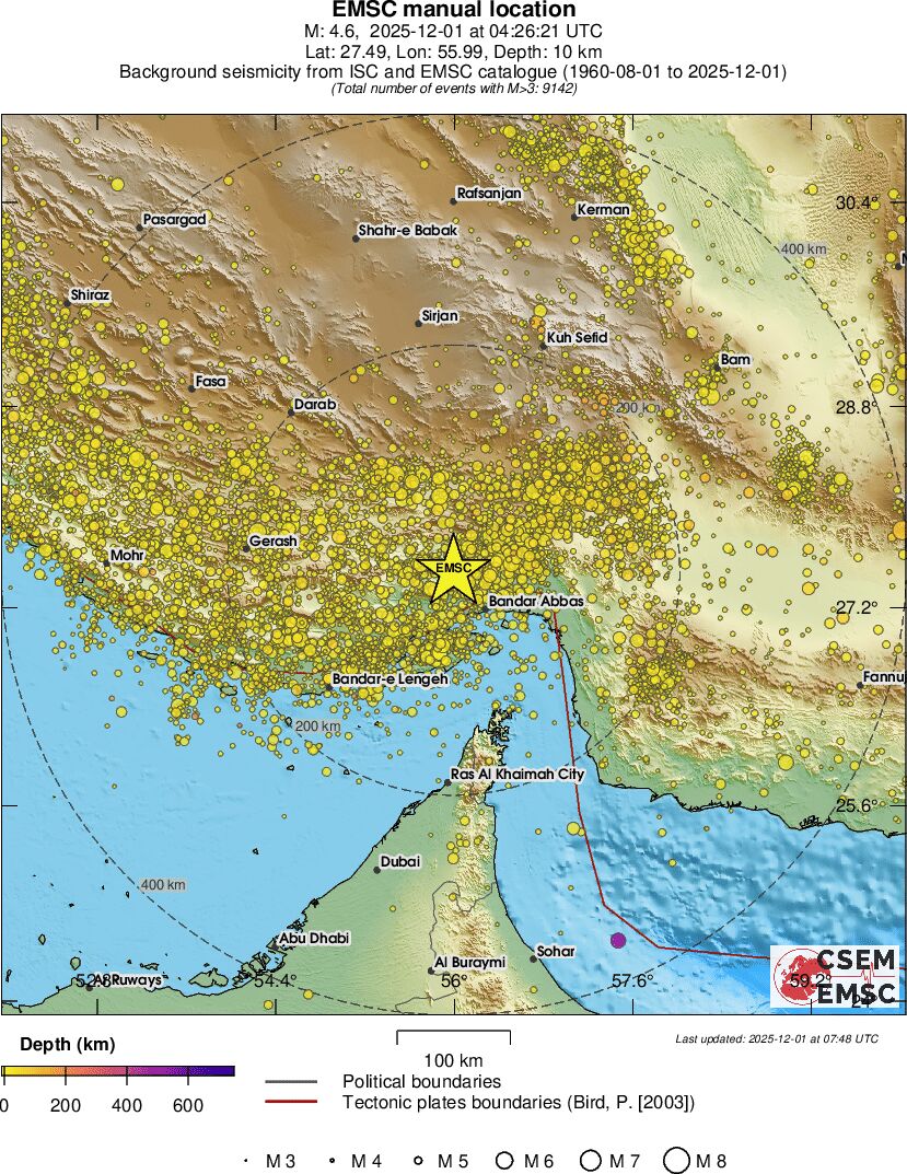 regional depth historical seismicity